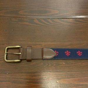 Nola Coutre navy and red Fleur de Lis belt
